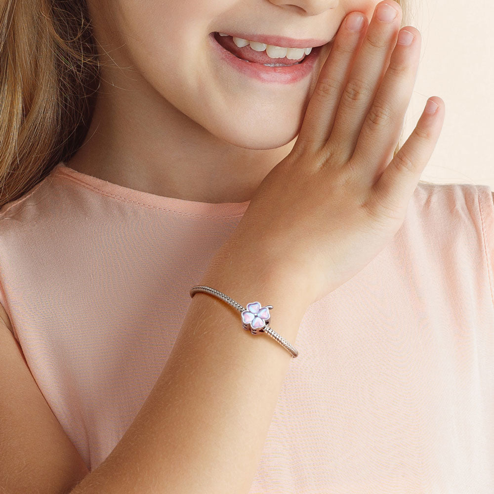 Gnoce Pink Heart Four Leaf Clover Charm_4