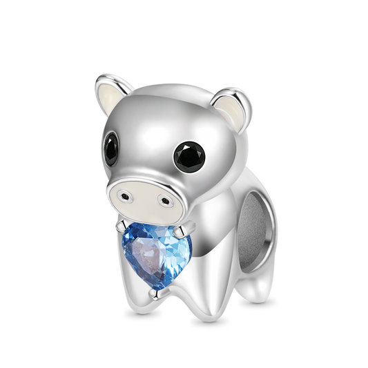 Gnoce Chinese Zodiac Pig Embraces Heart Gem Charm_1