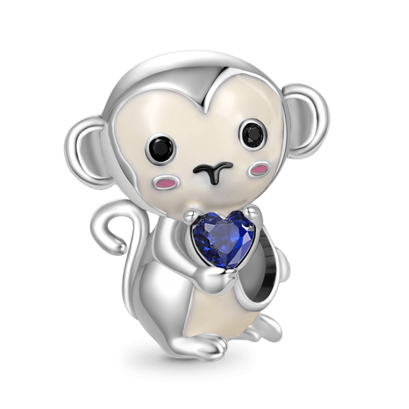 Gnoce Chinese Zodiac Monkey Embraces Heart Gem Charm_1