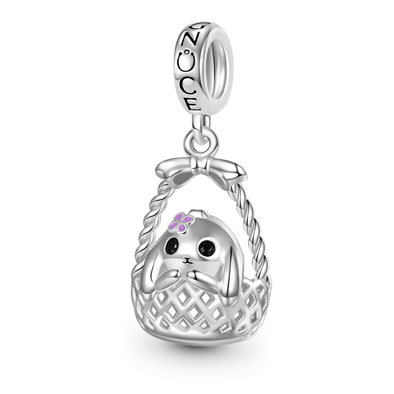 Gnoce Bunny in Basket Easter Gift Pendant Dangle Charm_1