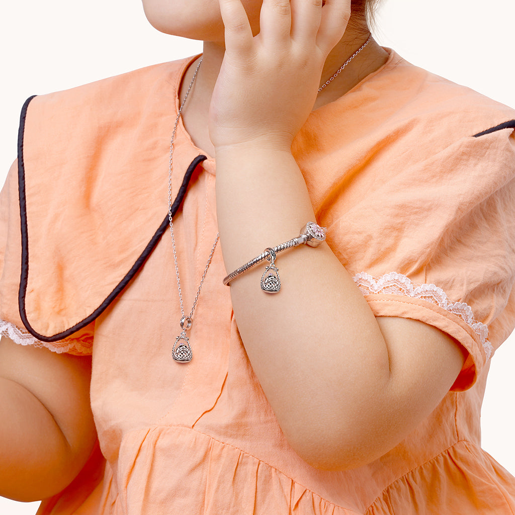 Gnoce Bunny in Basket Easter Gift Pendant Dangle Charm_4