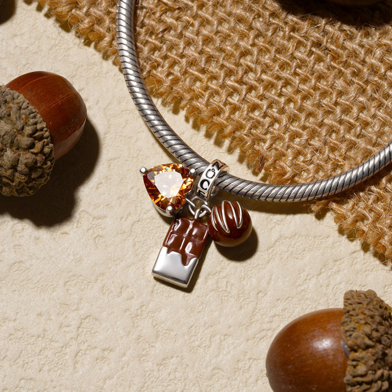 Gnoce Sweet Chocolate Triple Pendant Dangle Charm_3