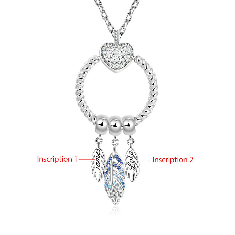 Openable O Pendant with Personalized Feathers Dangle Necklace 925 Sterling Silver_3