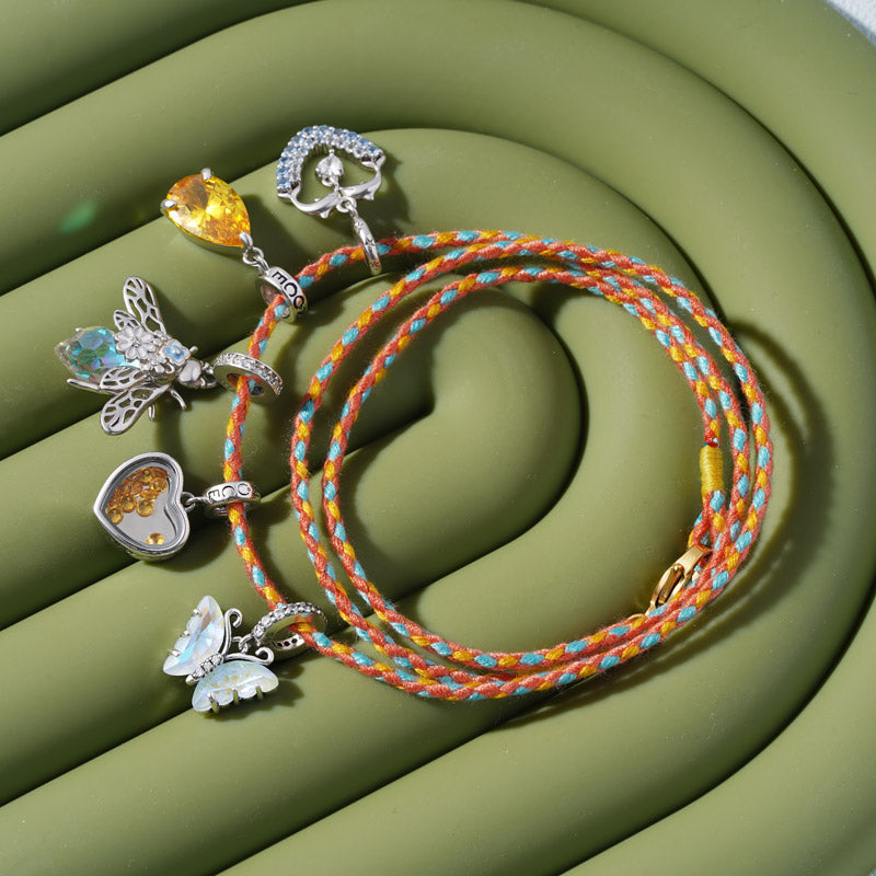 Gnoce Handmade Multicolor Braided String Bracelet Necklace_3