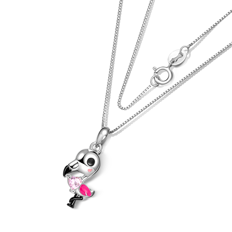 Gnoce Flamingo Embraces Heart Gem Necklace_2