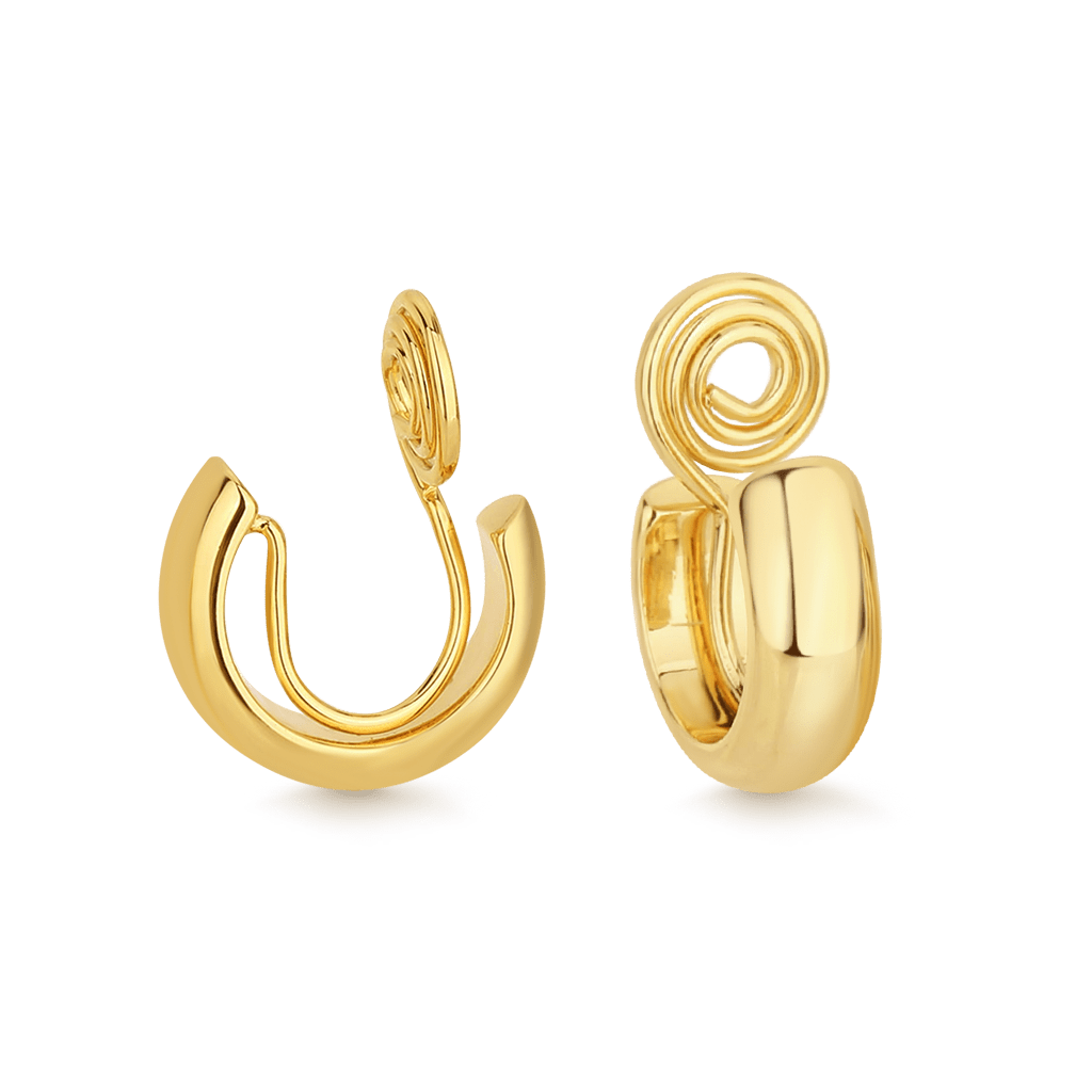 Gnoce Simple Huggie Gold Clip On Earrings_1