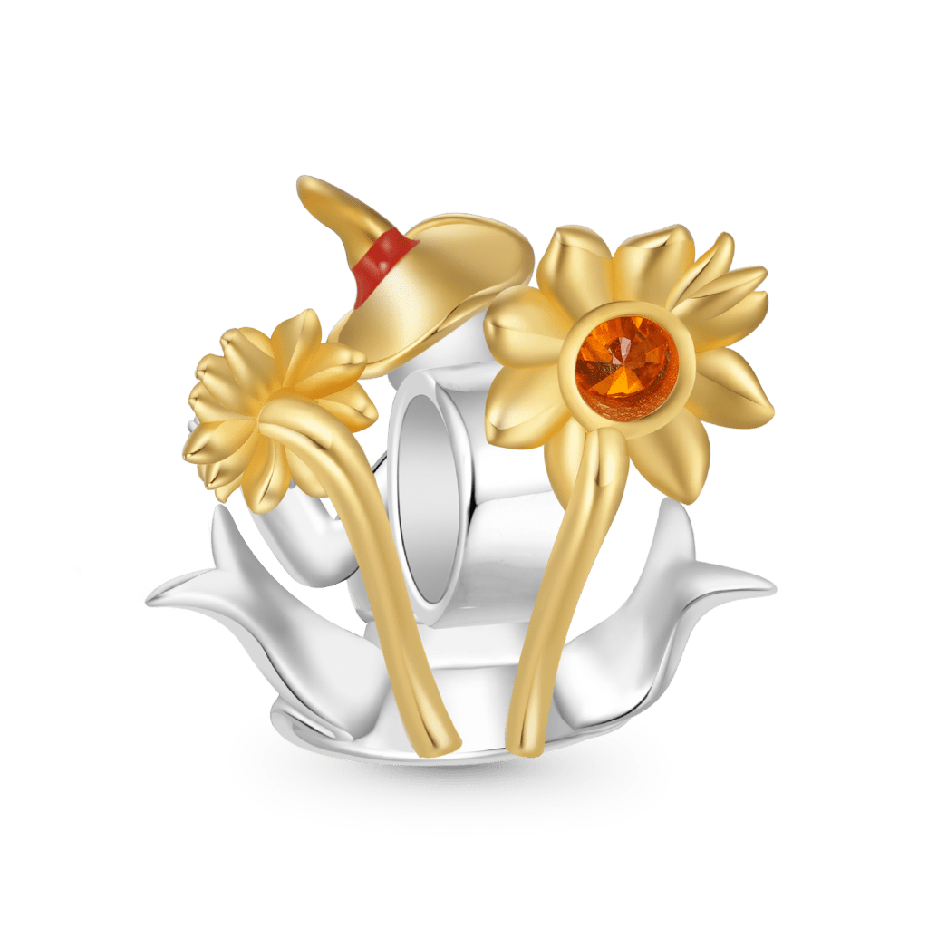Gnoce The Wonderful Wizard of Oz Clever Brain Scarecrow Sunflower Charm_2