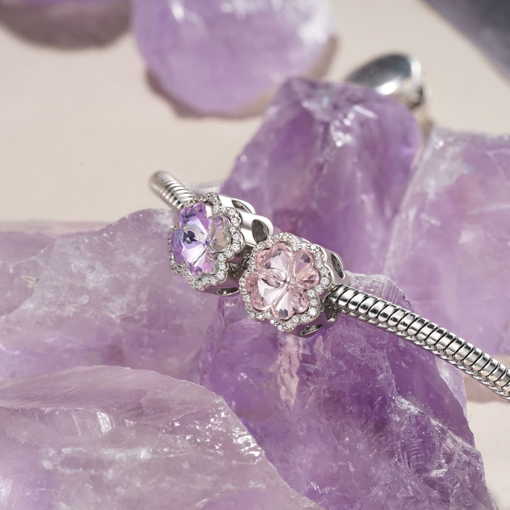 Gnoce Lucky Pink Four-leaf Clover Charm_3