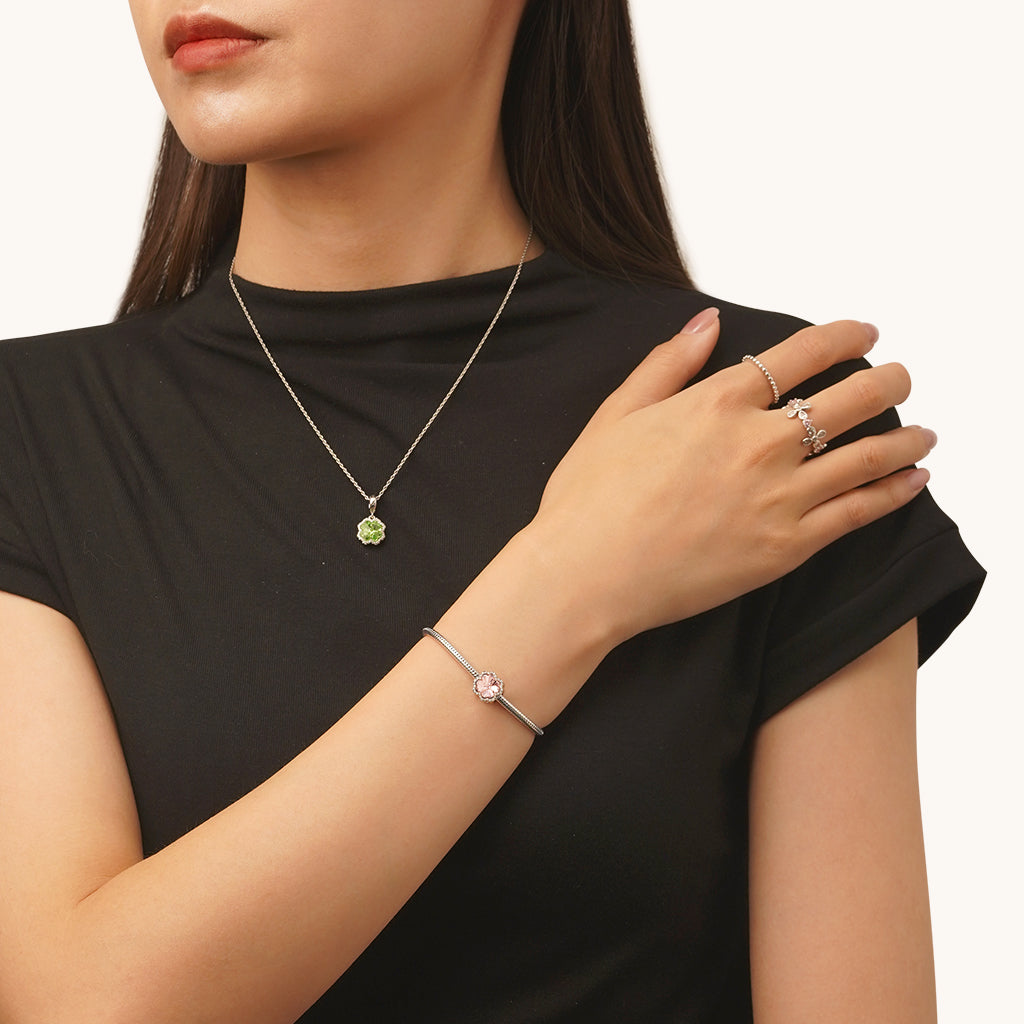 Gnoce Lucky Pink Four-leaf Clover Charm_4