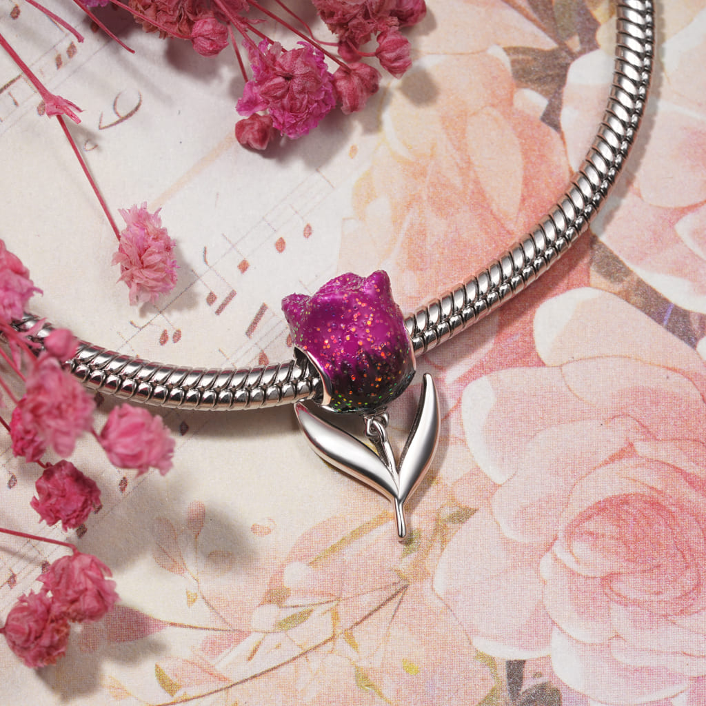 Gnoce Black Tulip Flower Charm_3