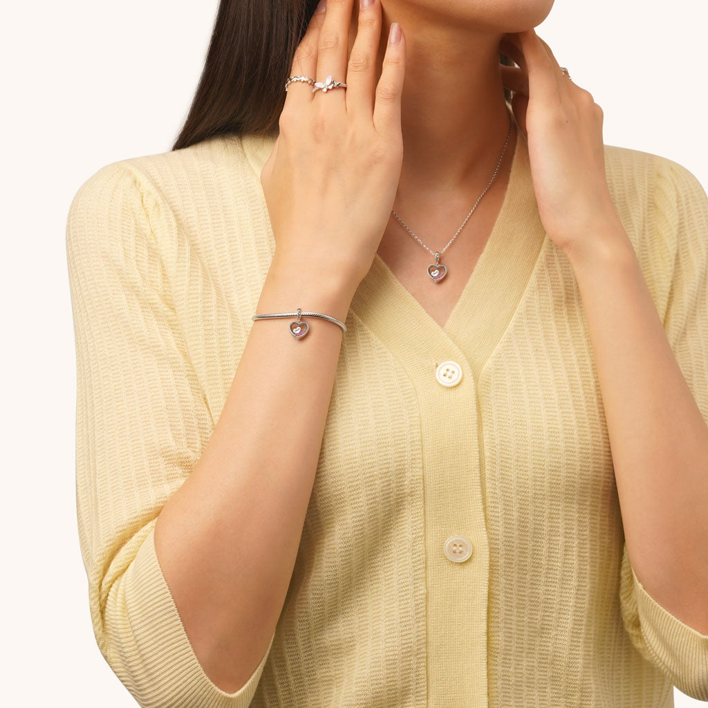 Gnoce Transparent Engravable Heart Pendant Dangle Charm_5