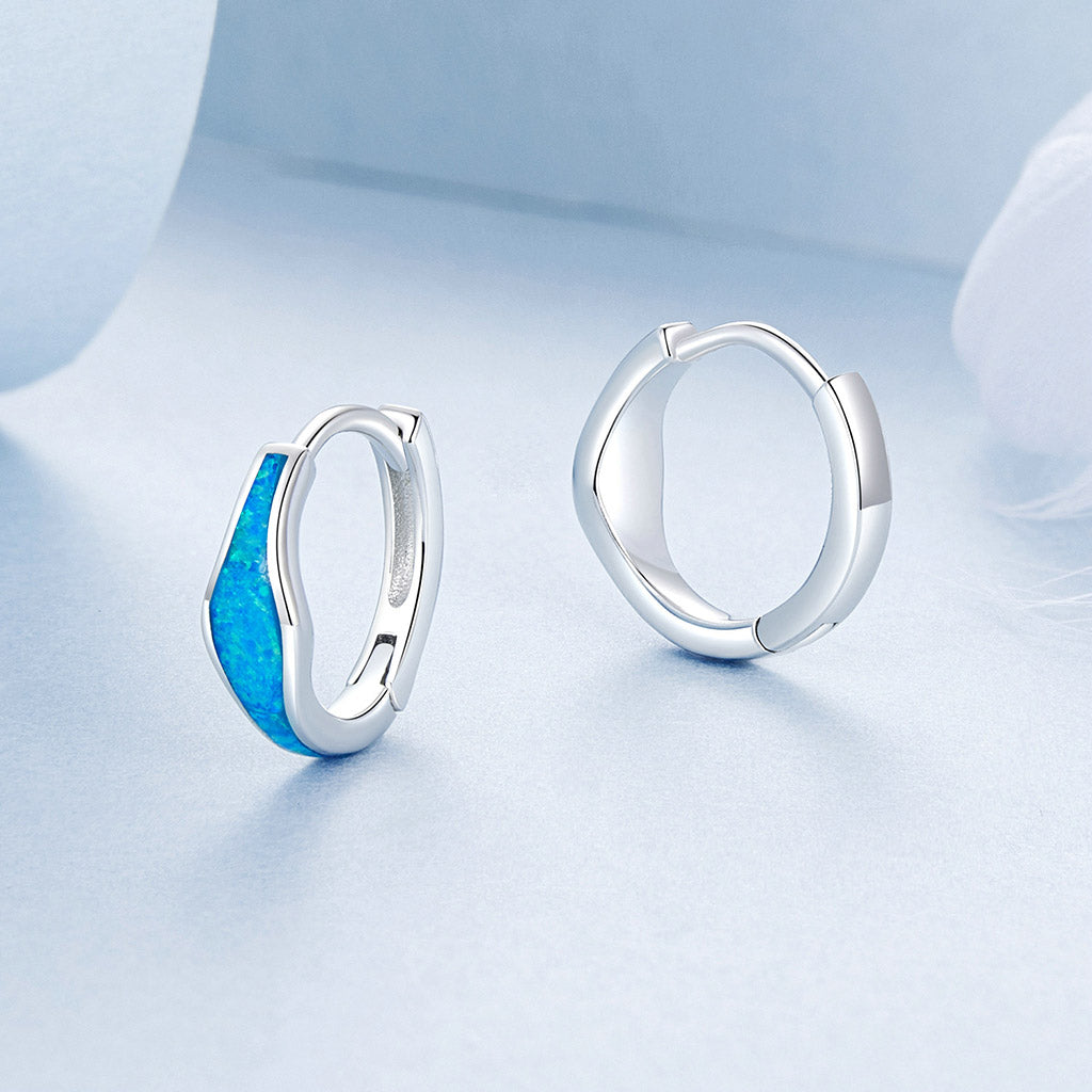 Gnoce Blue Opal Hoop Earrings_2