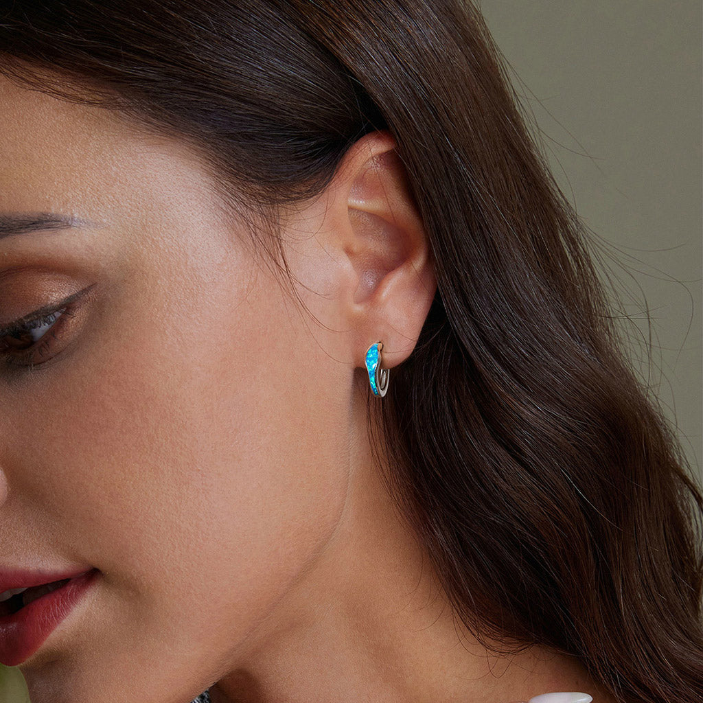 Gnoce Blue Opal Hoop Earrings_3