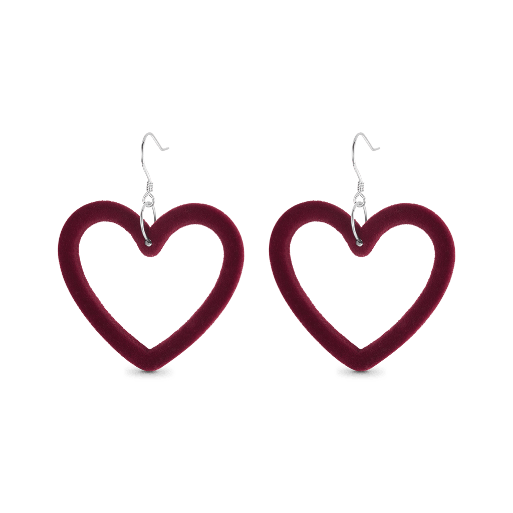 Gnoce Red Velvet Heart Stud Earrings_1