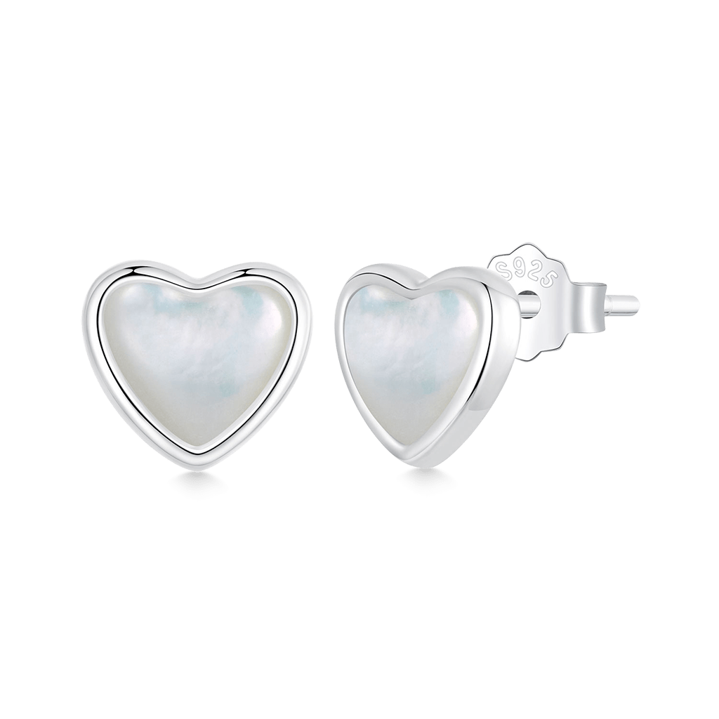 Gnoce Heart White Shell Stud Earrings_1