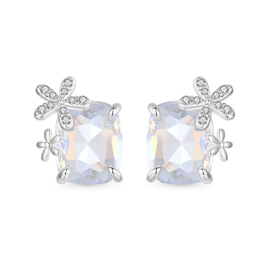Gnoce Fantasy Flower CZ Stud Earrings_1