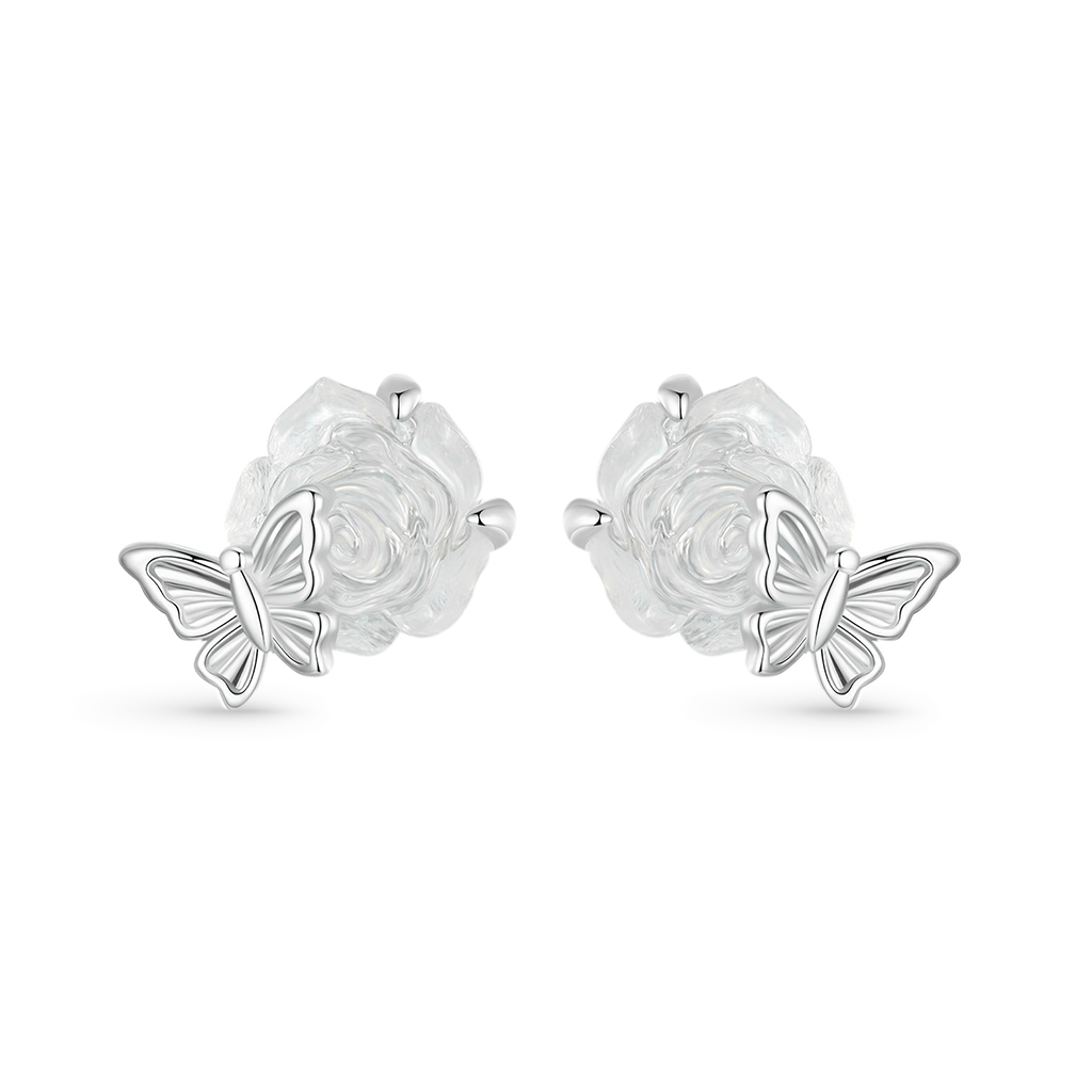 Gnoce Crystal Rose Color-changing Flower Stud Earrings_2