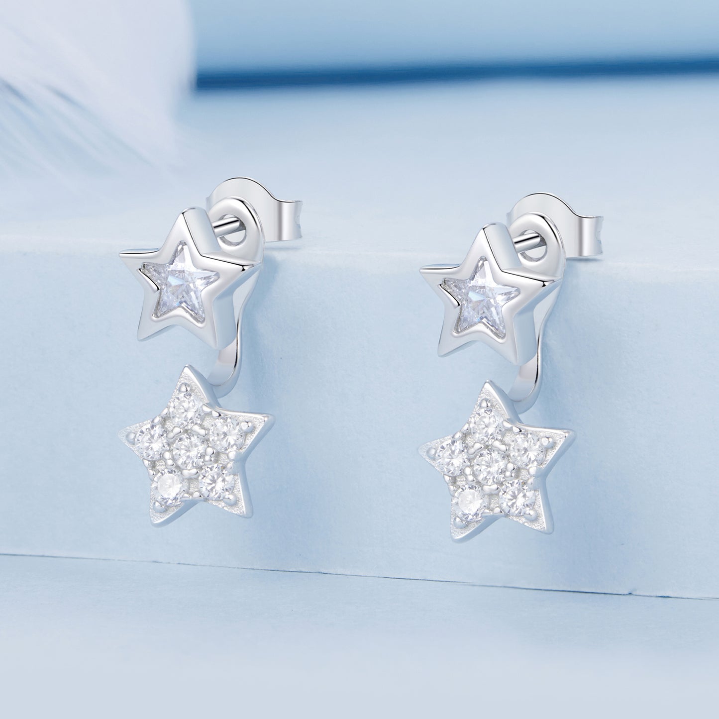 Gnoce Star Front Back Stud Earrings_2