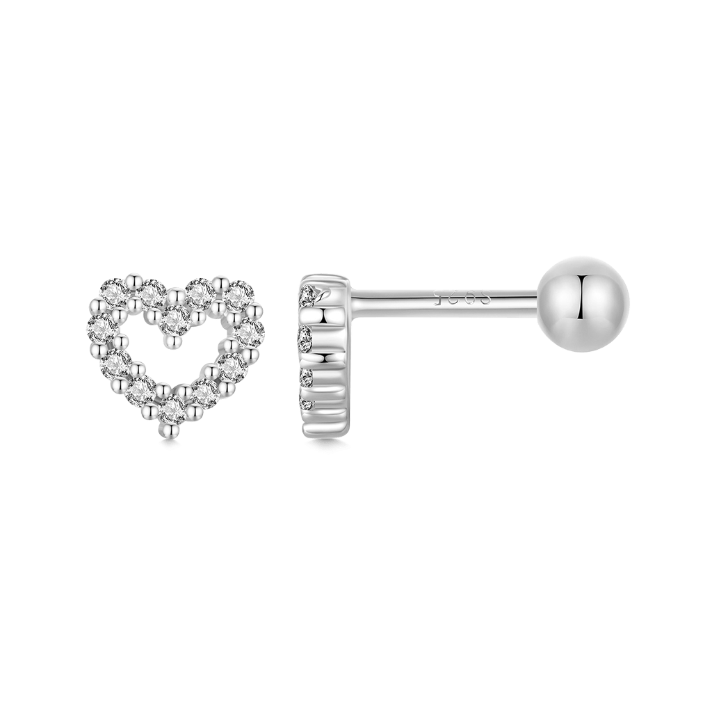 Gnoce Heart Threaded Ball Stud Earrings_1