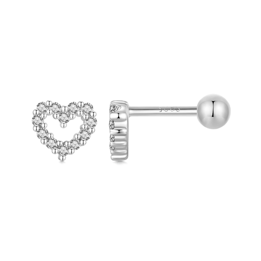 Gnoce Heart Threaded Ball Stud Earrings_1