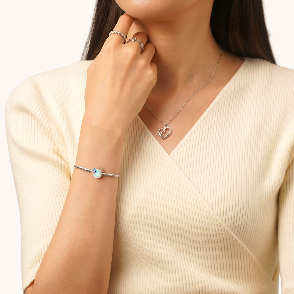 Flying Butterflies Charm Bead 925 Sterling Silver Inlaid with Natural Opal Gemstone_3