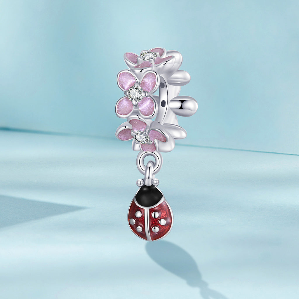 Gnoce Pink Flower Ladybug Charm_3