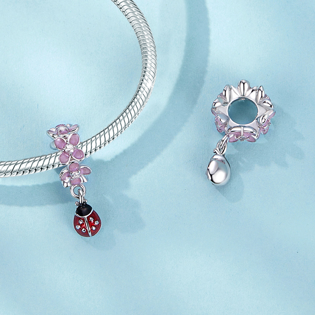 Gnoce Pink Flower Ladybug Charm_2