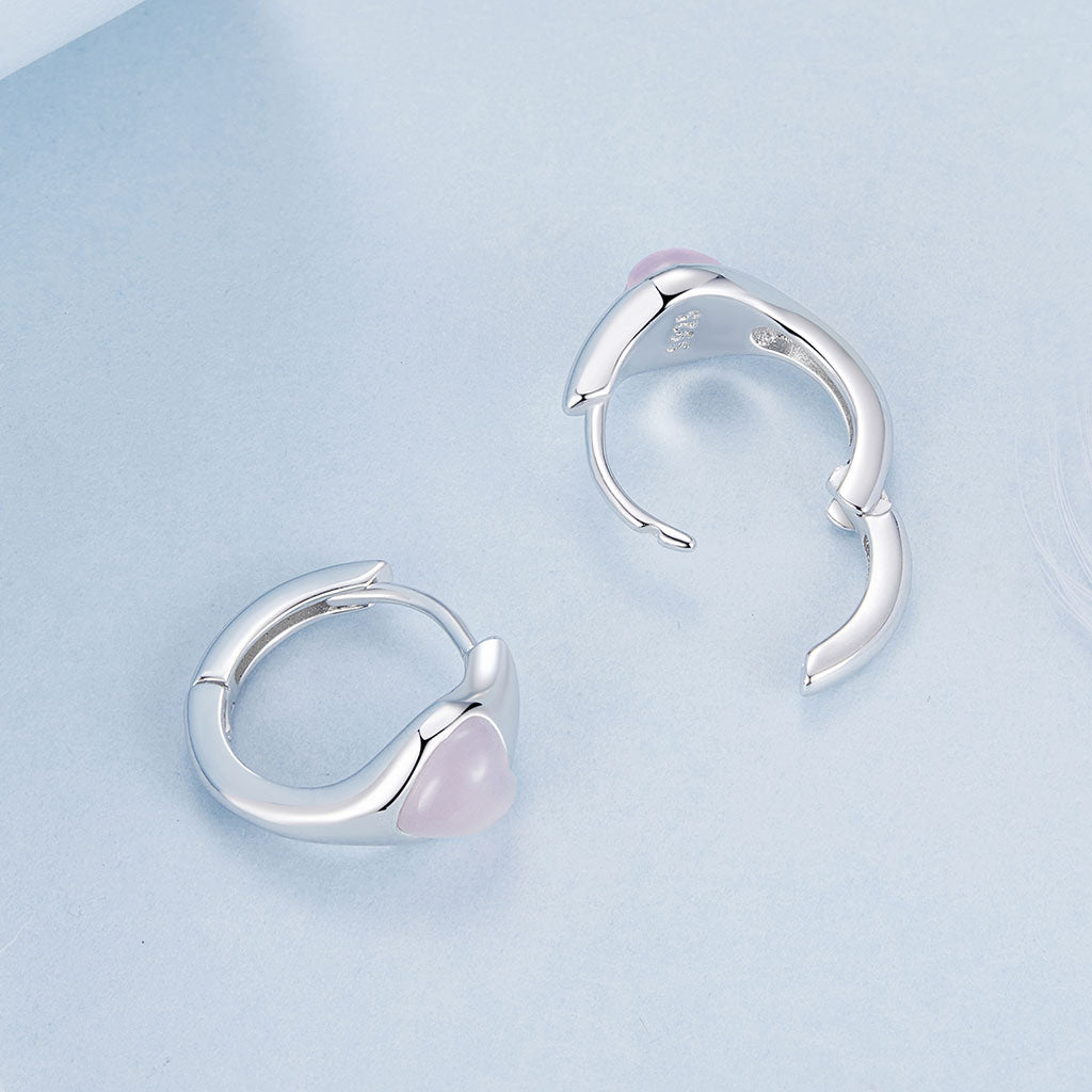 Gnoce Pink Heart Huggie Stud Earrings_2