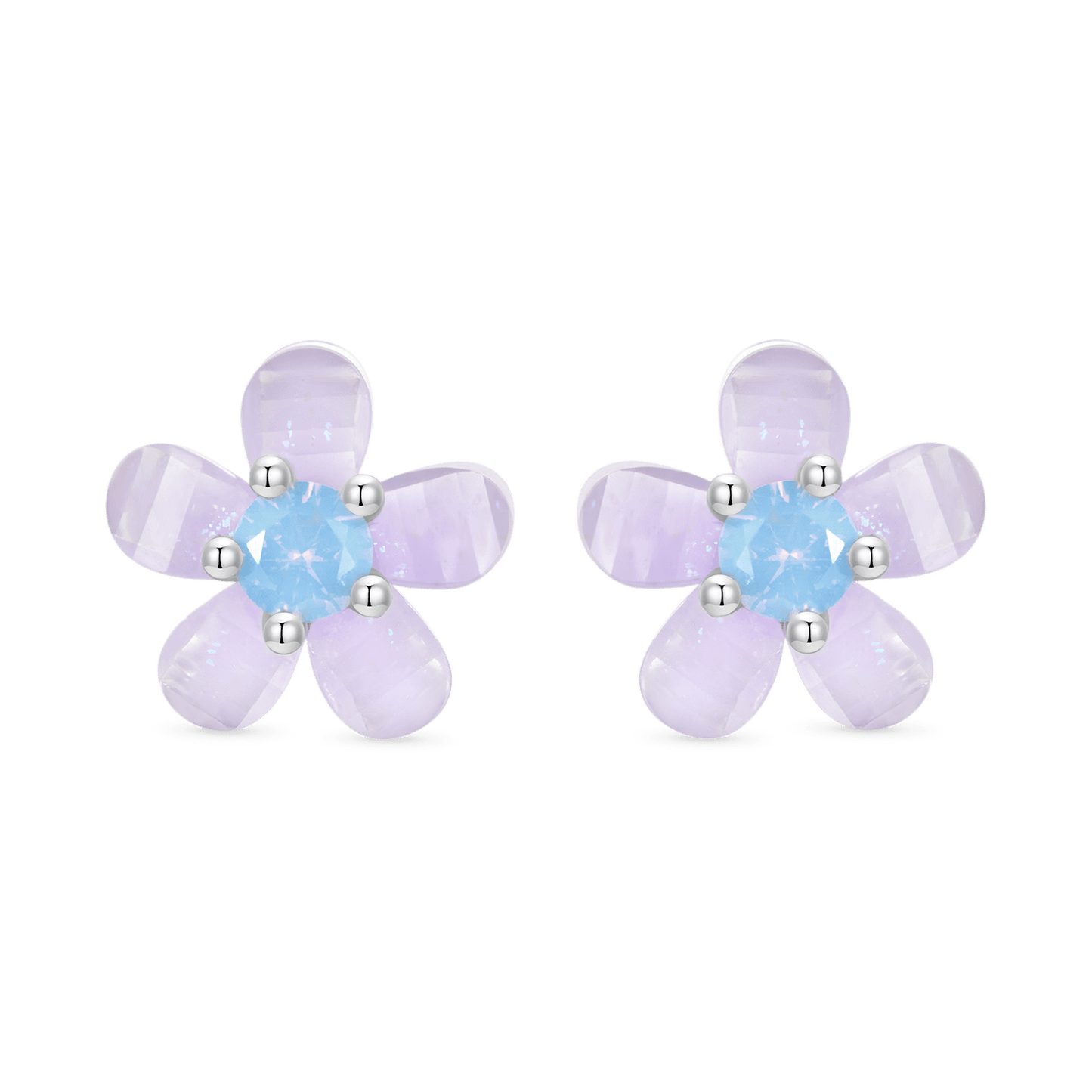 Gnoce Purple Flower Stud Earrings_1