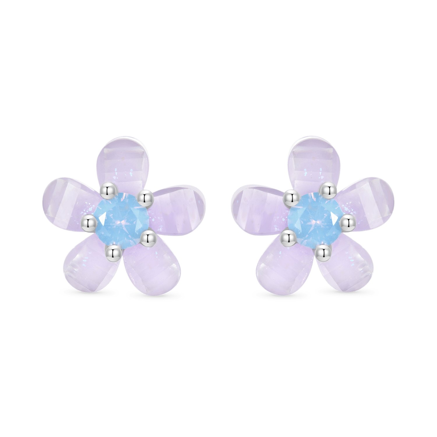 Gnoce Purple Flower Stud Earrings_1