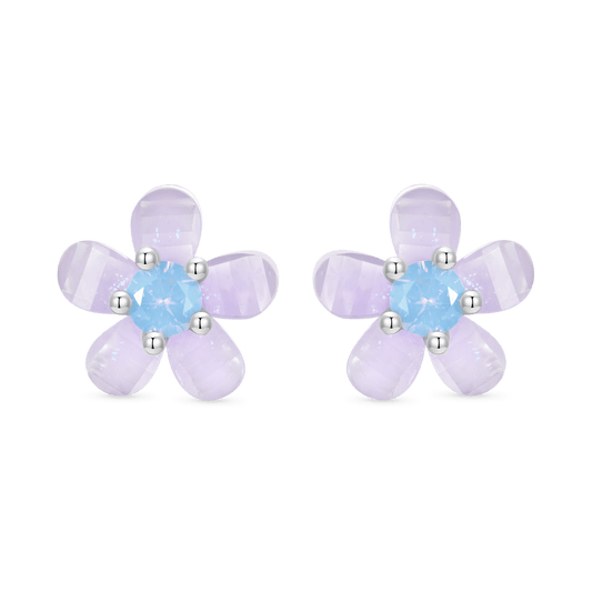 Gnoce Purple Flower Stud Earrings_1