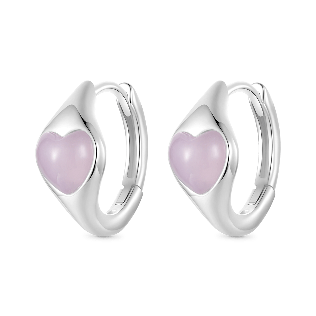 Gnoce Pink Heart Huggie Stud Earrings_1