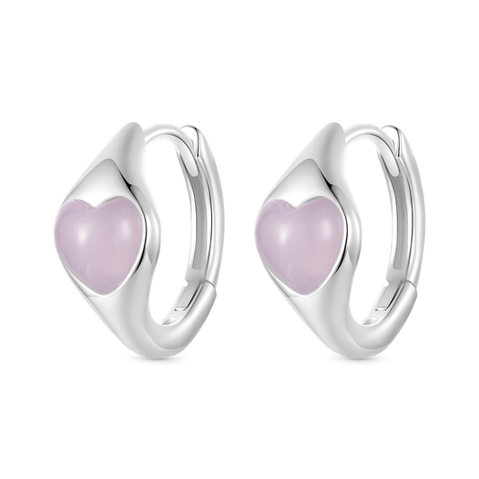 Gnoce Pink Heart Huggie Stud Earrings_1