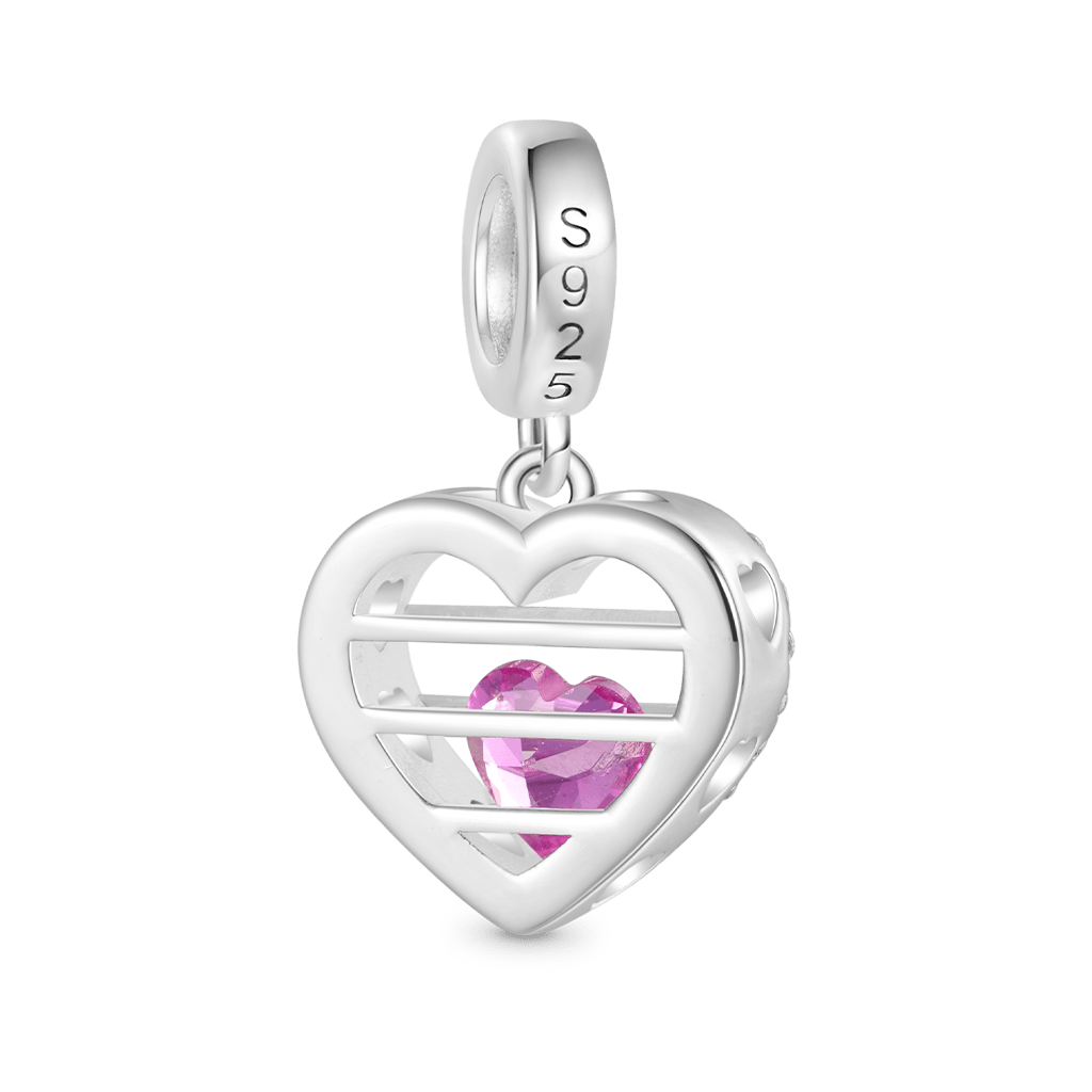 Gnoce Sealed Love Heart Birthstone Pendant Dangle Charm_3