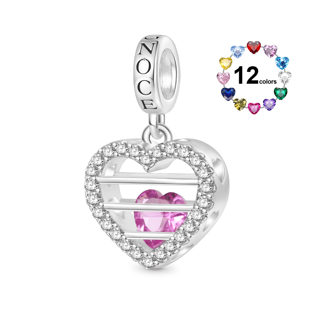 Gnoce Sealed Love Heart Birthstone Pendant Dangle Charm_1