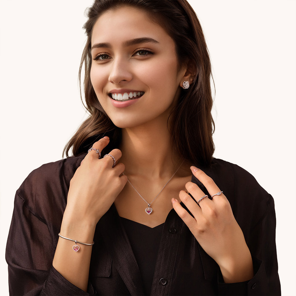 Gnoce Sealed Love Heart Birthstone Pendant Dangle Charm_5