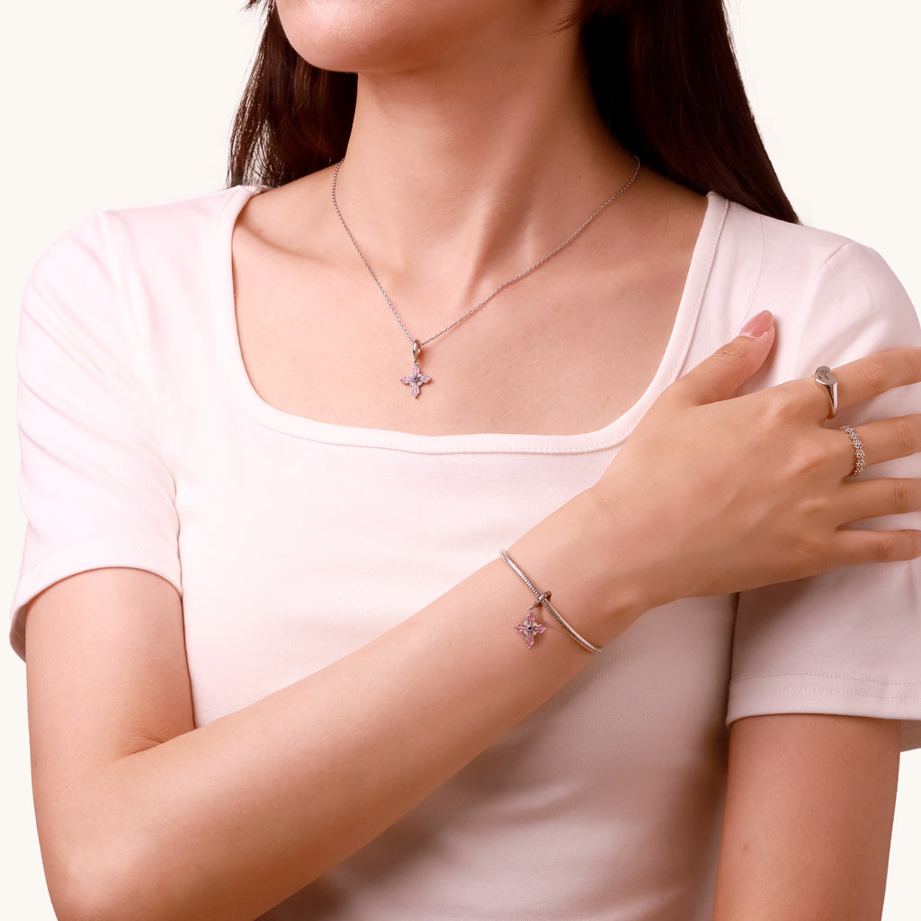 Gnoce Pink Cross Pendant Dangle Charm_4