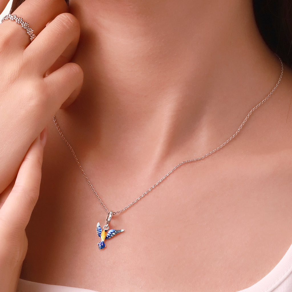 Gnoce Enamel Hummingbird Pendant Dangle Charm_5