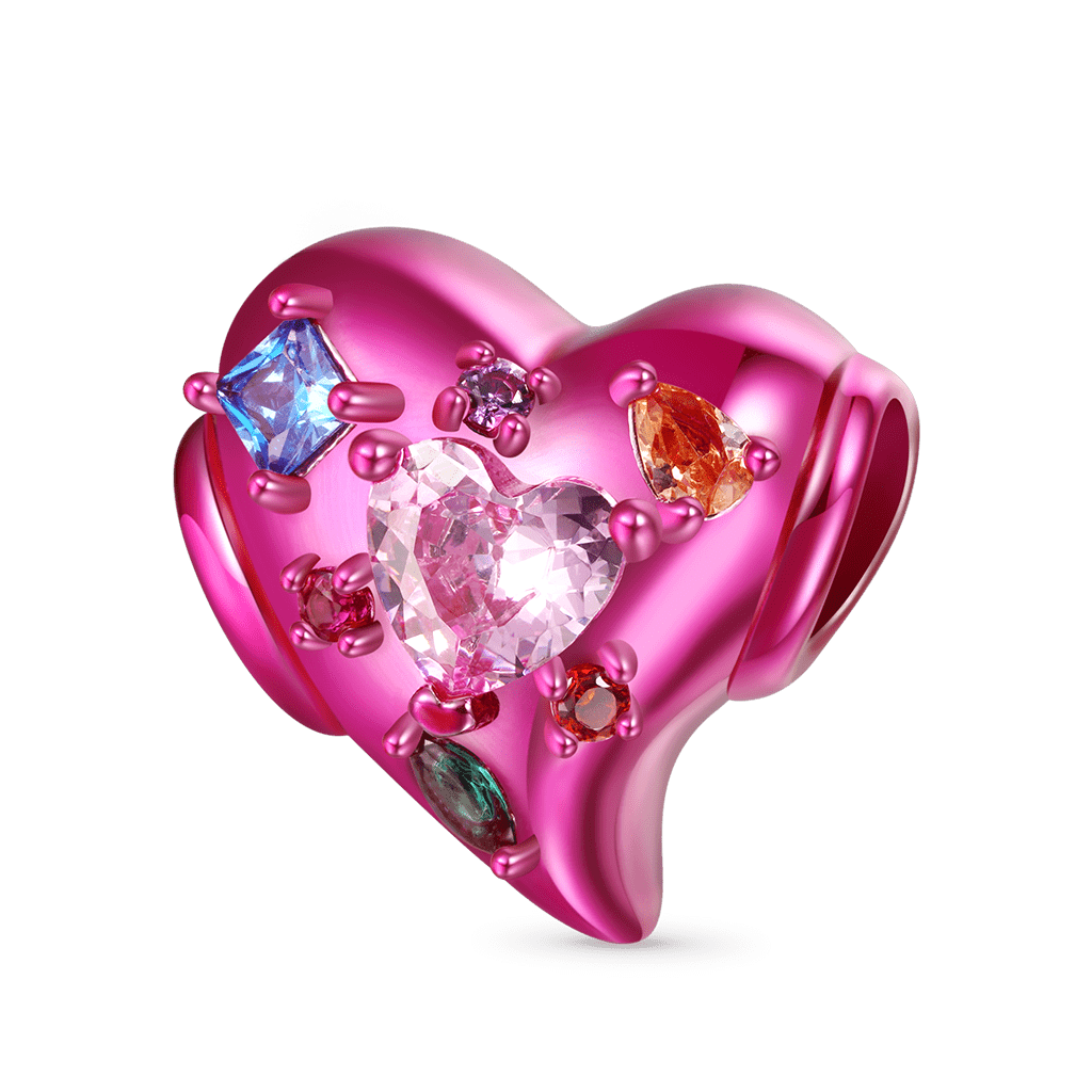 Gnoce Pink Heart Zircon Candy Charm_1