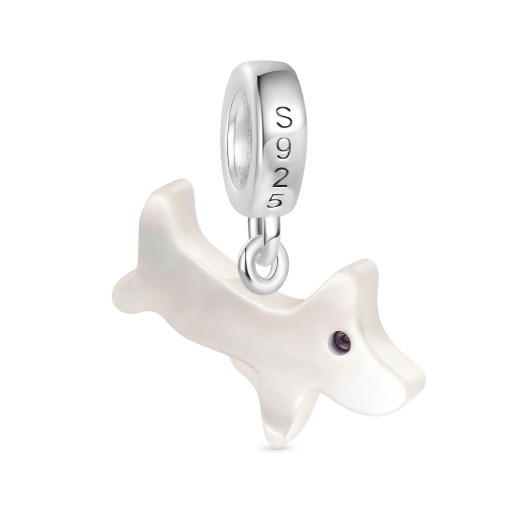 Gnoce Natural Sea Shell White Puppy Pendant Dangle Charm_2