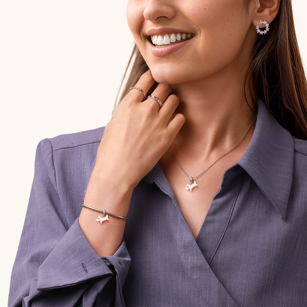 Gnoce Natural Sea Shell White Puppy Pendant Dangle Charm_4