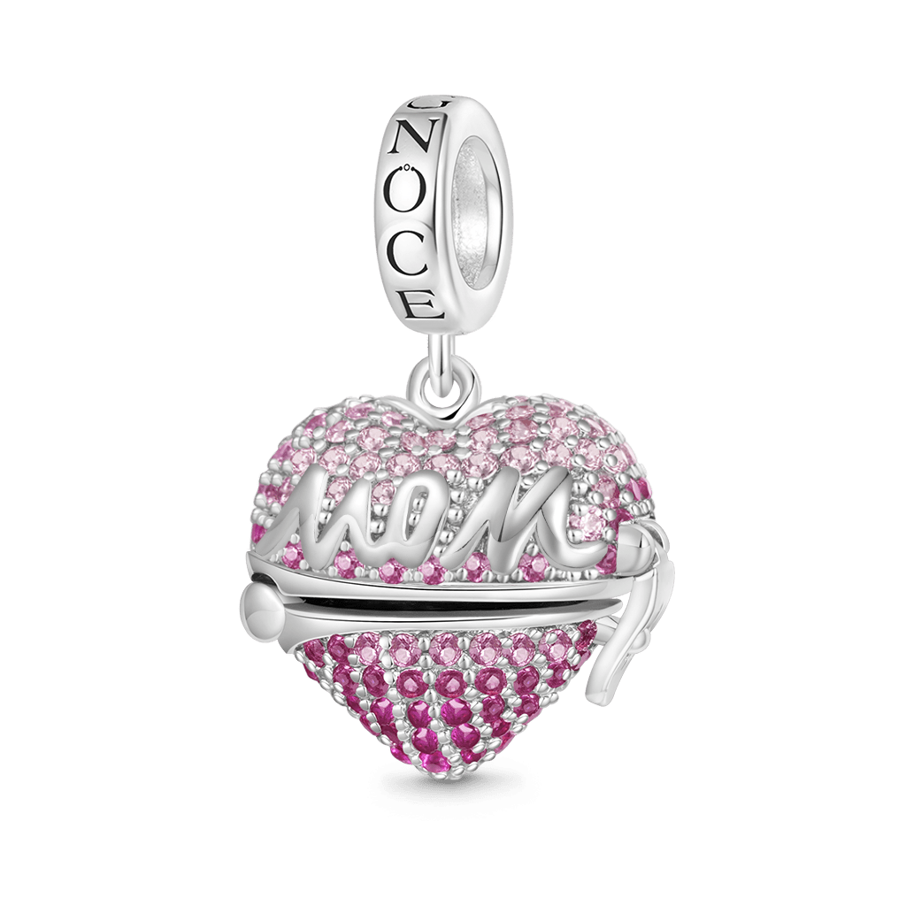 Gnoce Openable 'MOM' Heart Mother's Day Gift Pendant Dangle Charm_2