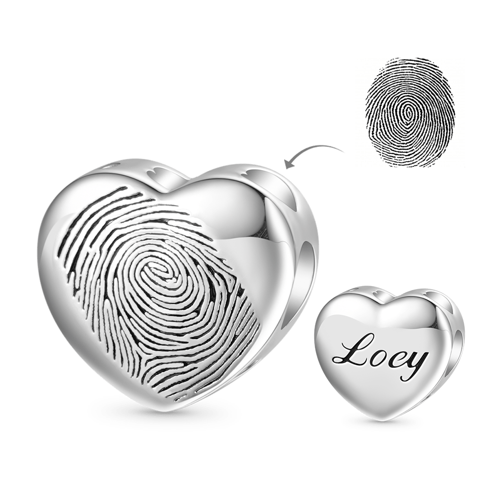 Gnoce Personalized Fingerprint Engravable Heart Pendant Dangle Charm_1