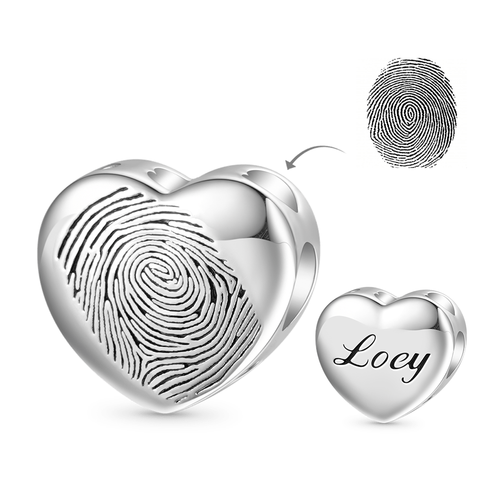 Gnoce Personalized Fingerprint Engravable Heart Pendant Dangle Charm_1