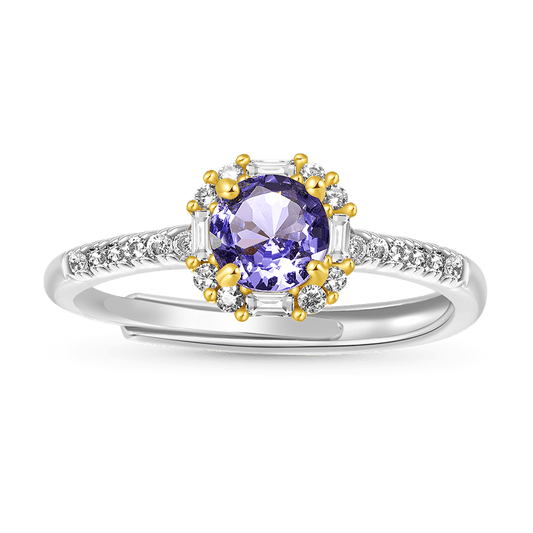 Gnoce Adjustable Round-cut Tanzanite Promise Ring_1