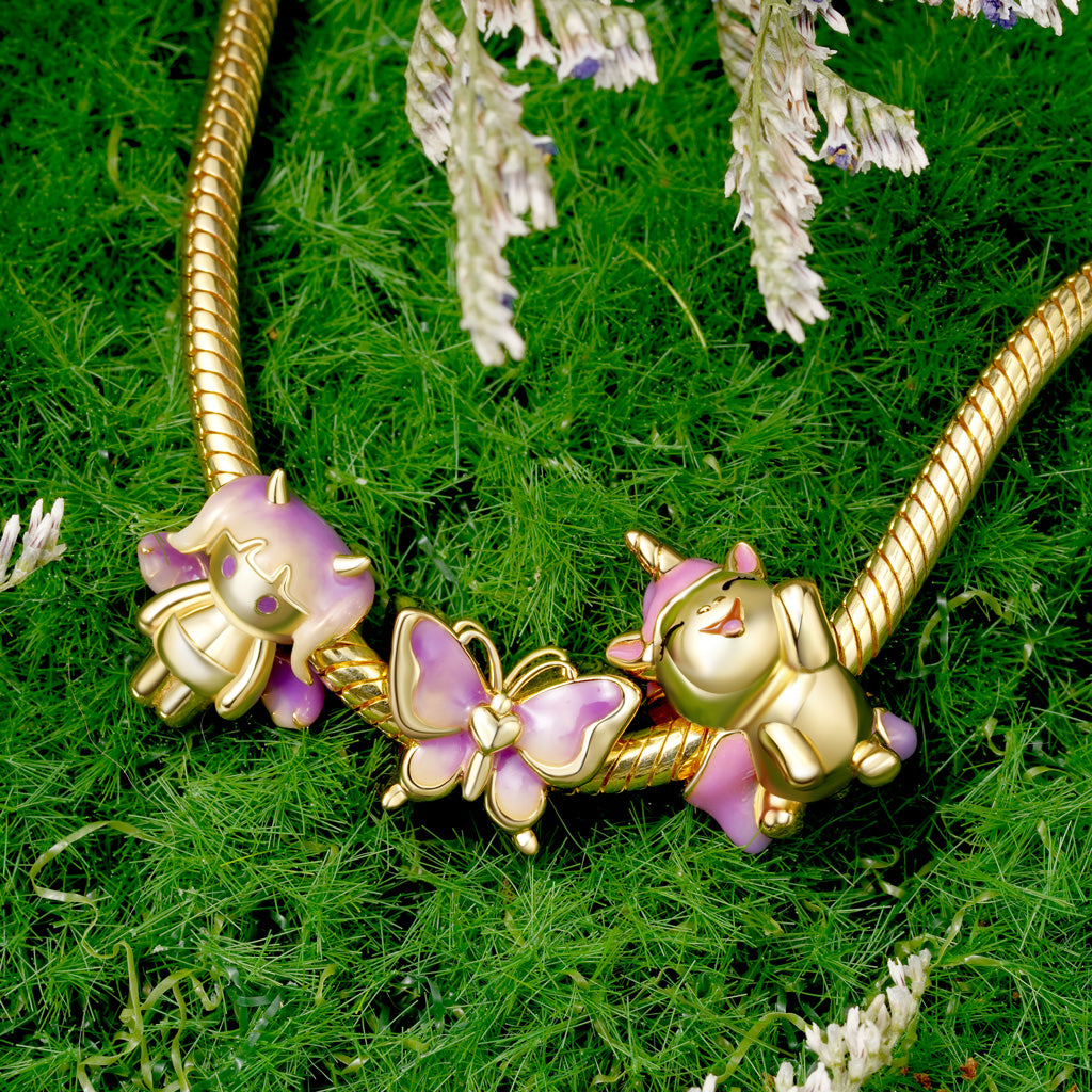 Gnoce 18K Gold Plated Gradient Purple Butterfly Charm_3