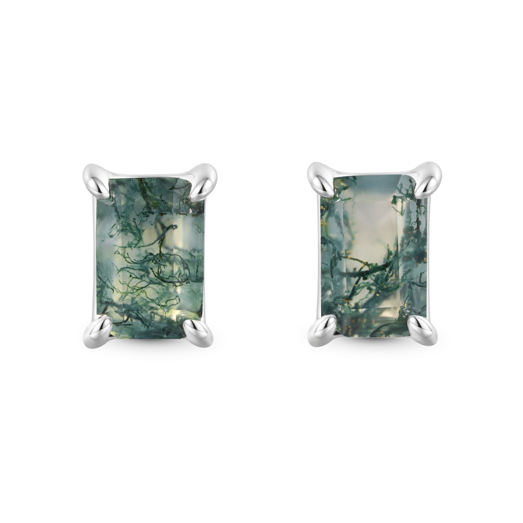 Gnoce Simple Geometry Green Moss Stud Earrings_1