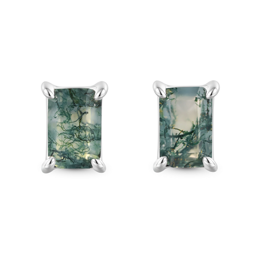 Gnoce Simple Geometry Green Moss Stud Earrings_1