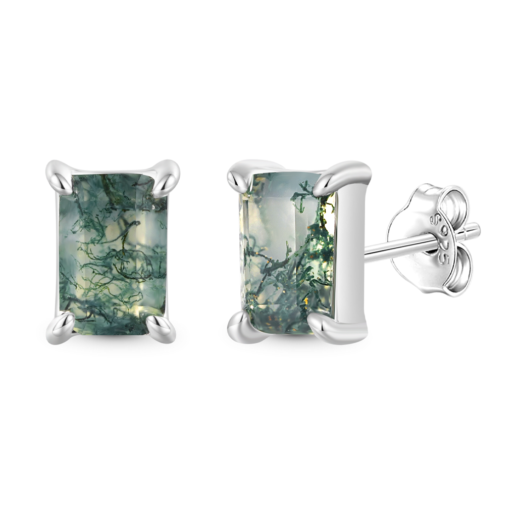 Gnoce Simple Geometry Green Moss Stud Earrings_2