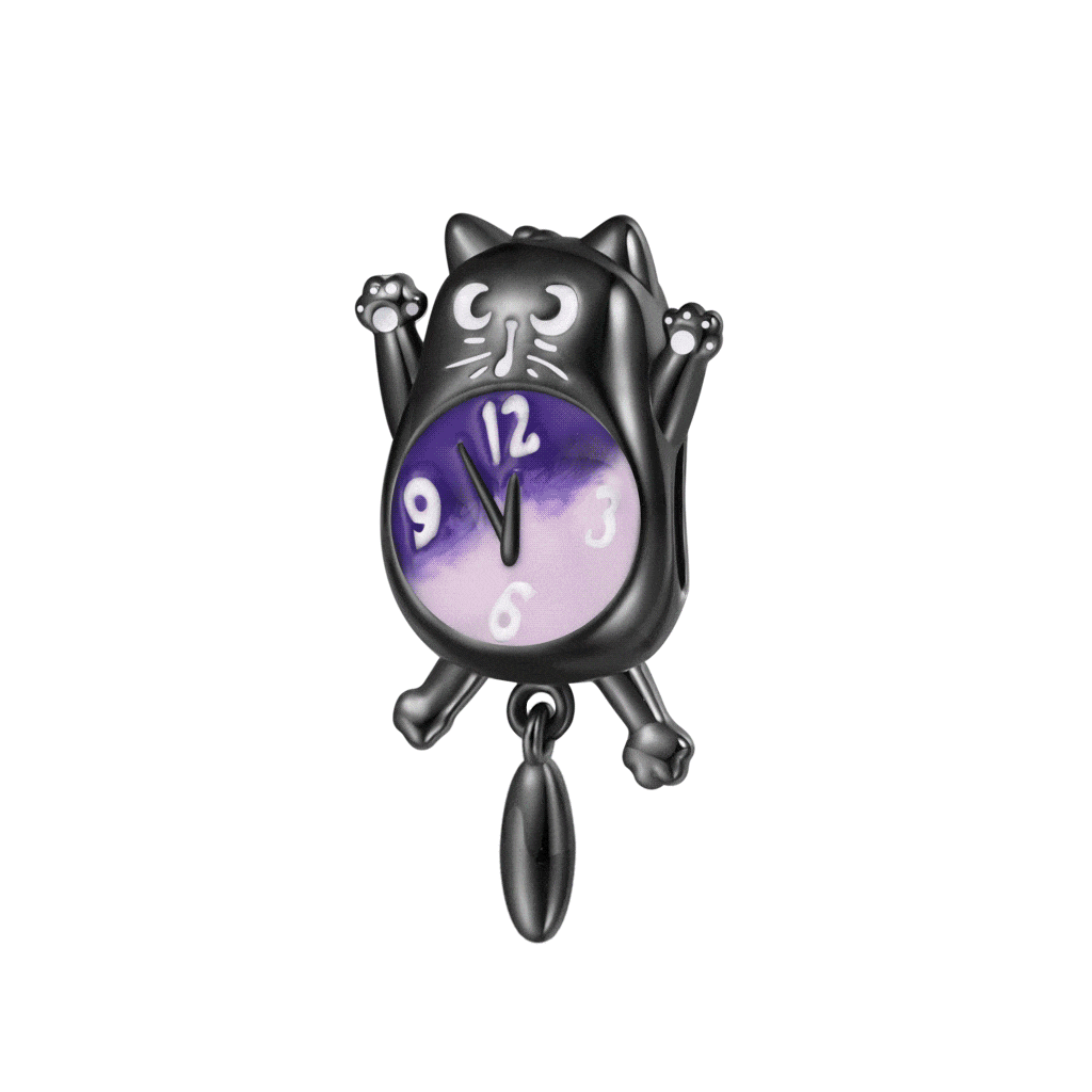 Gnoce Halloween Glow-in-the-Dark Black Cat Clock Charm_1
